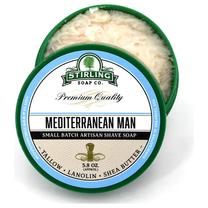 Stirling Soap Co. Mediterranean Man Shave Soap Jar 5.8 oz