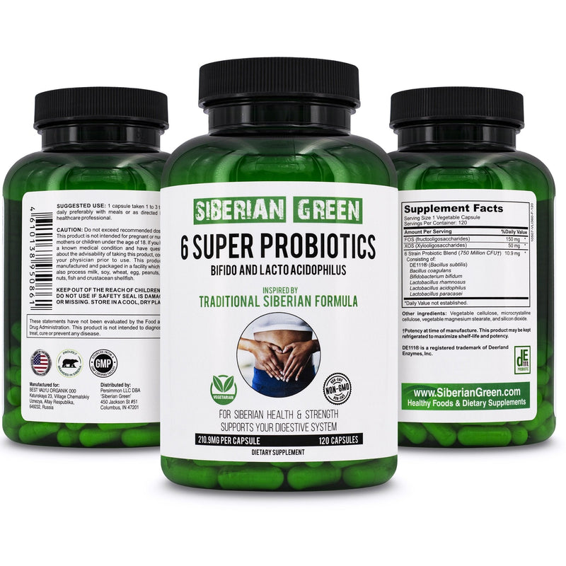 SiberianGreen.com 6 Super Probiotics Siberian Green Bifido & Lacto Acidophilus 120 Caps Herbs