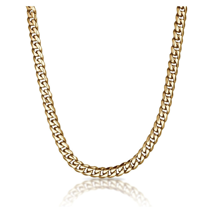 9mm Cuban Link Chain Necklace - 14K Gold Plated Stainless Steel