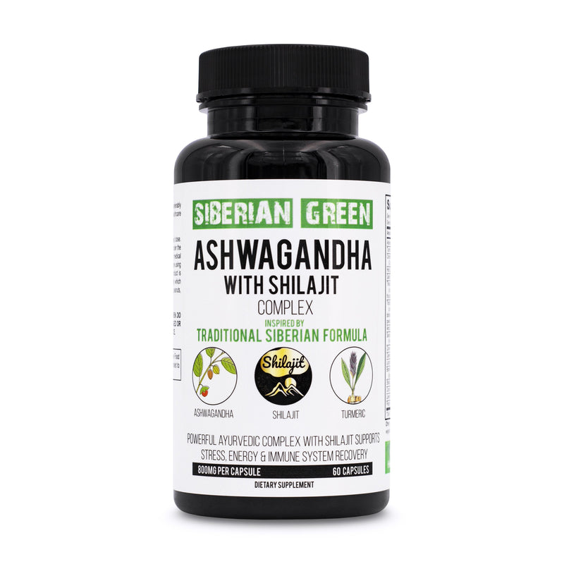 SiberianGreen.com Ashwagandha with Altai Shilajit & Turmeric | Ayurvedic Herbal Complex 60 Capsules Herbs