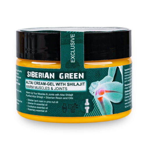 SiberianGreen.com Altai Cream-Gel “Warm Muscles & Joints” with Shilajit Pine Nut Essential Oils Resin and Herbs 100ml Massage Oil