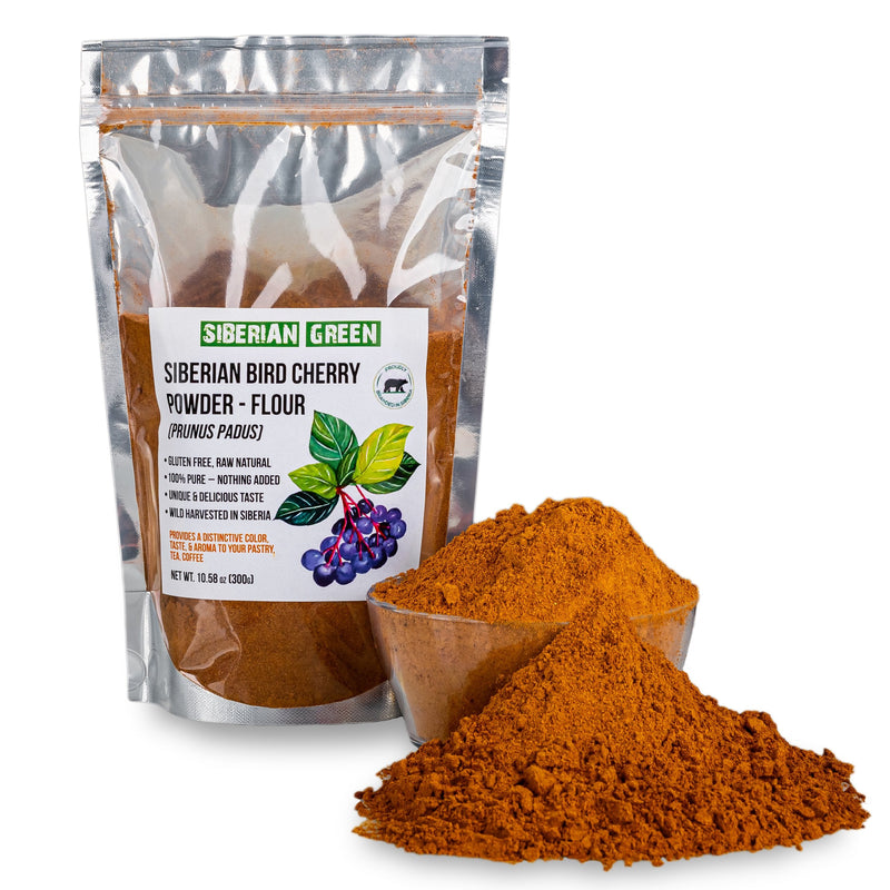 SiberianGreen.com Premium Wild-Harvested Bird Cherry Flour, 300g – Natural & Nutrient-Rich Tea & Infusions