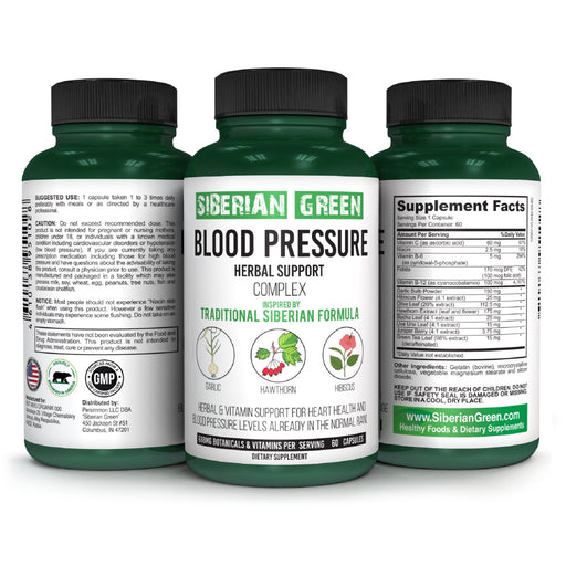 SiberianGreen.com Herbal Cardio Pressure Support Siberian Green 60 Caps - Hawthorn Hibiscus Garlic Herbs