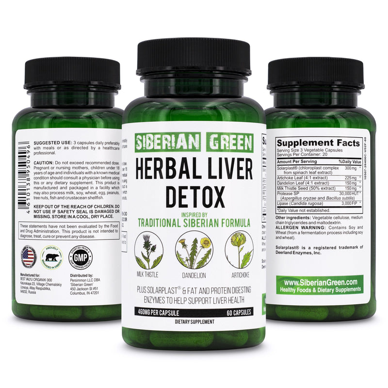 SiberianGreen.com Herbal Liver Detox – Milk Thistle & Artichoke Capsules Herbs