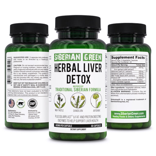 SiberianGreen.com Herbal Liver Detox – Milk Thistle & Artichoke Capsules Herbs