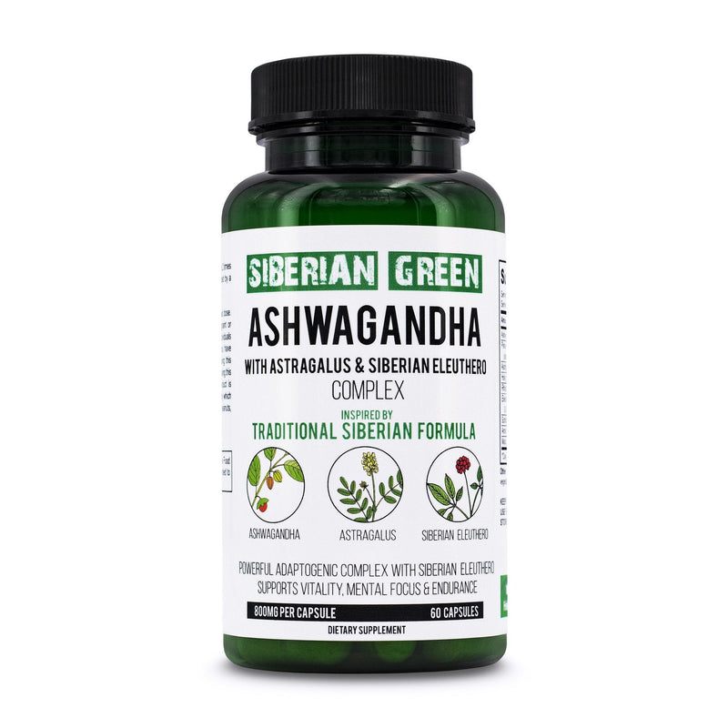 SiberianGreen.com Organic Ashwagandha, Astragalus & Siberian Ginseng Complex – 60 Vegan Capsules Herbs