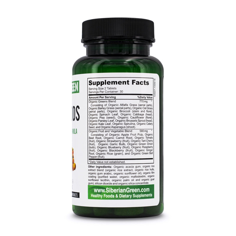 SiberianGreen.com 28 Organic Superfood Tablets – Essential Greens, Fruits & Veggies Herbs