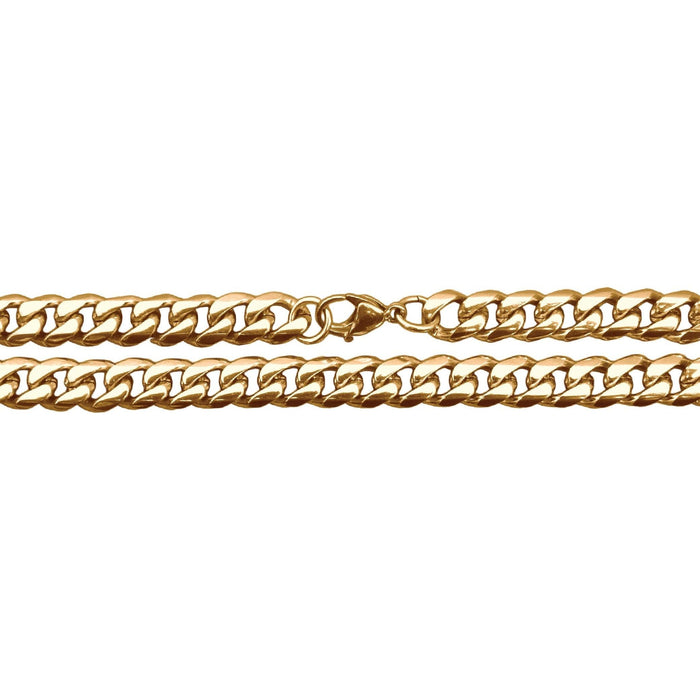 9mm Cuban Link Chain Necklace - 14K Gold Plated Stainless Steel