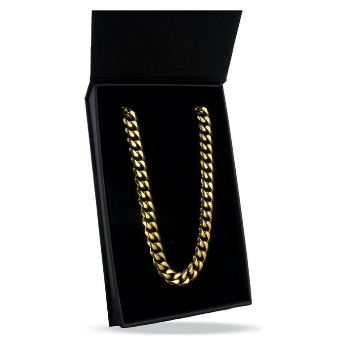 9mm Cuban Link Chain Necklace - 14K Gold Plated Stainless Steel