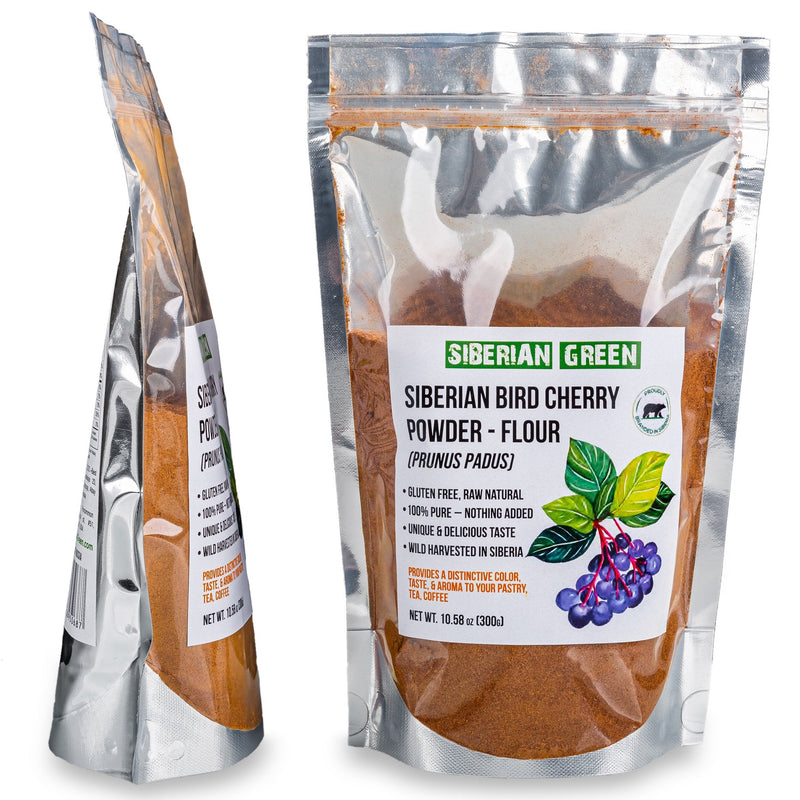 SiberianGreen.com Premium Wild-Harvested Bird Cherry Flour, 300g – Natural & Nutrient-Rich Tea & Infusions