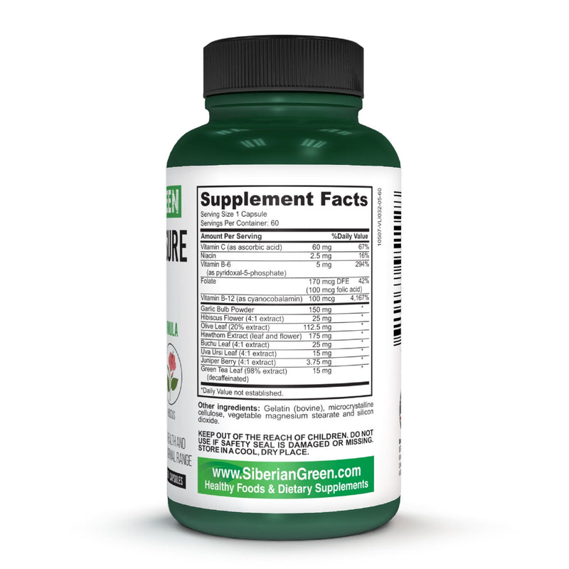 SiberianGreen.com Herbal Cardio Pressure Support Siberian Green 60 Caps - Hawthorn Hibiscus Garlic Herbs