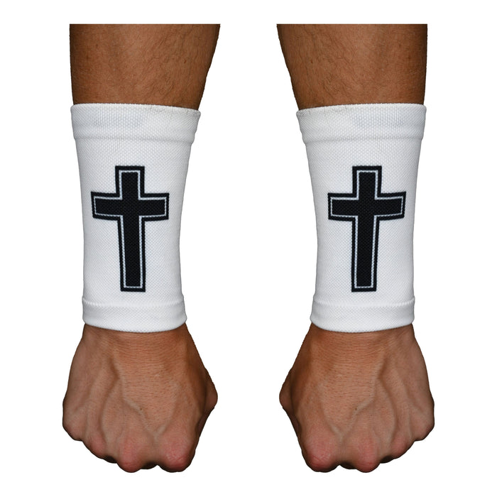 Faith Cross White Wrist Support Sleeves