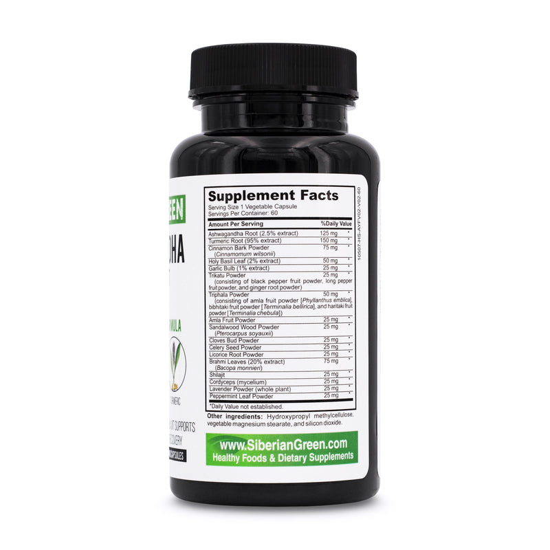 SiberianGreen.com Ashwagandha with Altai Shilajit & Turmeric | Ayurvedic Herbal Complex 60 Capsules Herbs