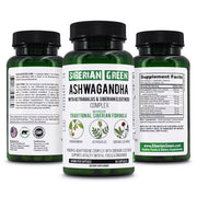 SiberianGreen.com Organic Ashwagandha, Astragalus & Siberian Ginseng Complex – 60 Vegan Capsules Herbs