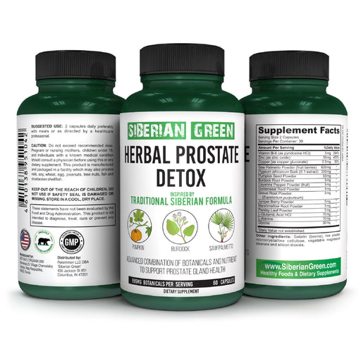 SiberianGreen.com Herbal Prostate Detox Siberian Green 60 Caps – Saw Palmetto Burdock Pumpkin Herbs