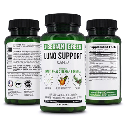 SiberianGreen.com Herbal Lung Support – Quercetin, Pine Bark, Citrus Bioflavonoids | 60 Capsules by Siberian Green Herbs