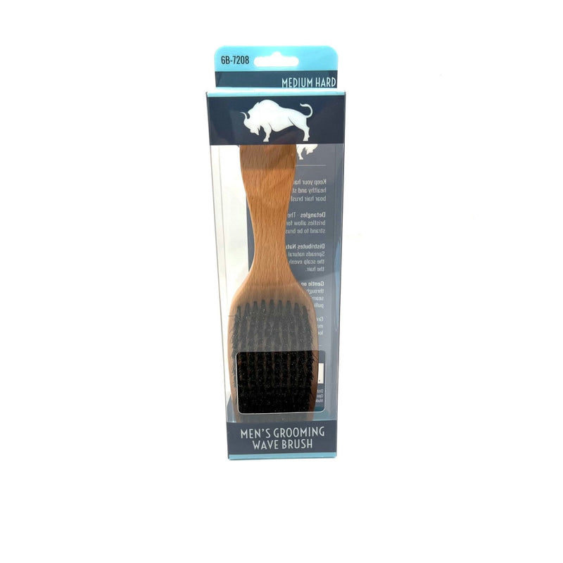 VIP Extensions MEN'S WOOD GROOMING WAVE BRUSH MEDIUM HARD NATURAL 3PC PVC Health & Beauty