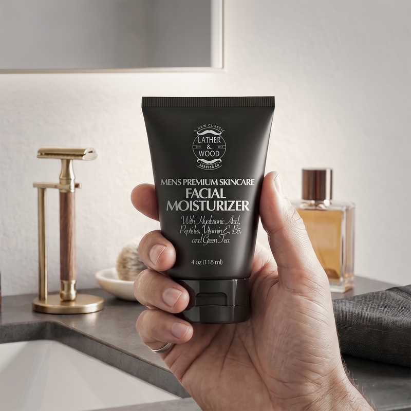 Lather & Wood Shaving Co Face Moisturizer for Men Men Grooming, Health Gray
