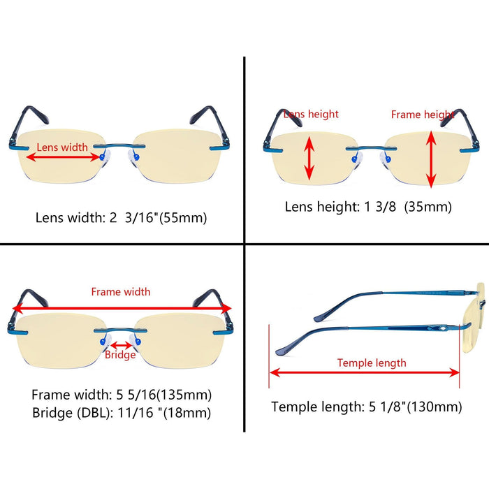 Eyekeeper.Com - Rimless Blue Light Blocking Reading Glasses Tmwk9905A