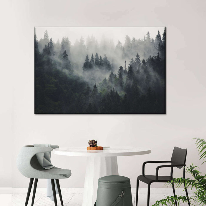 Misty Forest Mountain Wall Art