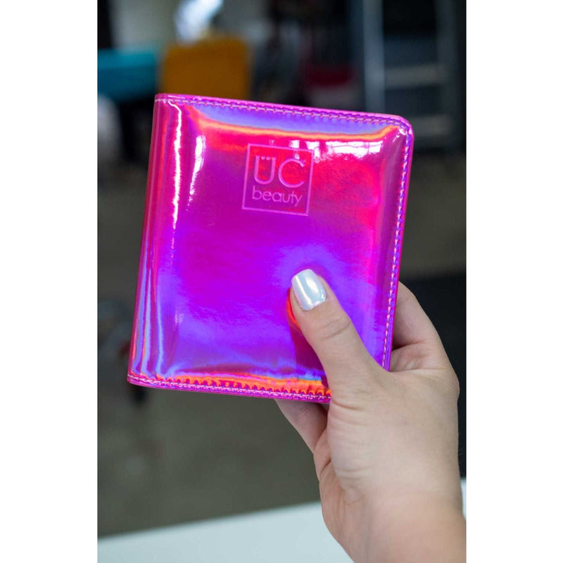 UberChic Beauty Mini Hot Pink Holographic Nail Stamp Storage Binder Tool