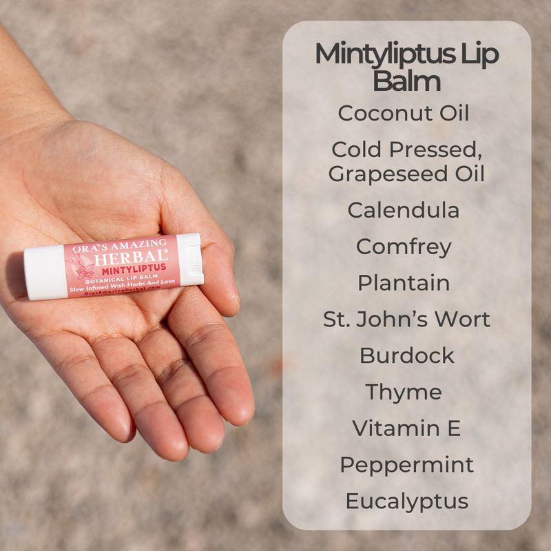 Ora's Amazing Herbal Natural Lip Balm, Herbal Infused, Mintyliptus Peppermint Eucalyptus