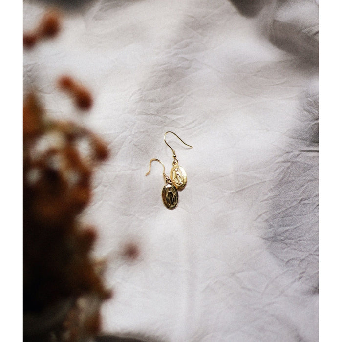 Miraculous Medal Earrings // Gold