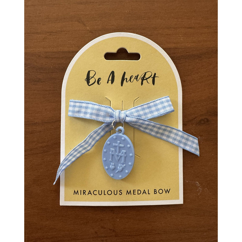 Be A Heart Miraculous Medal Blue Gingham Petite Bow Accessories
