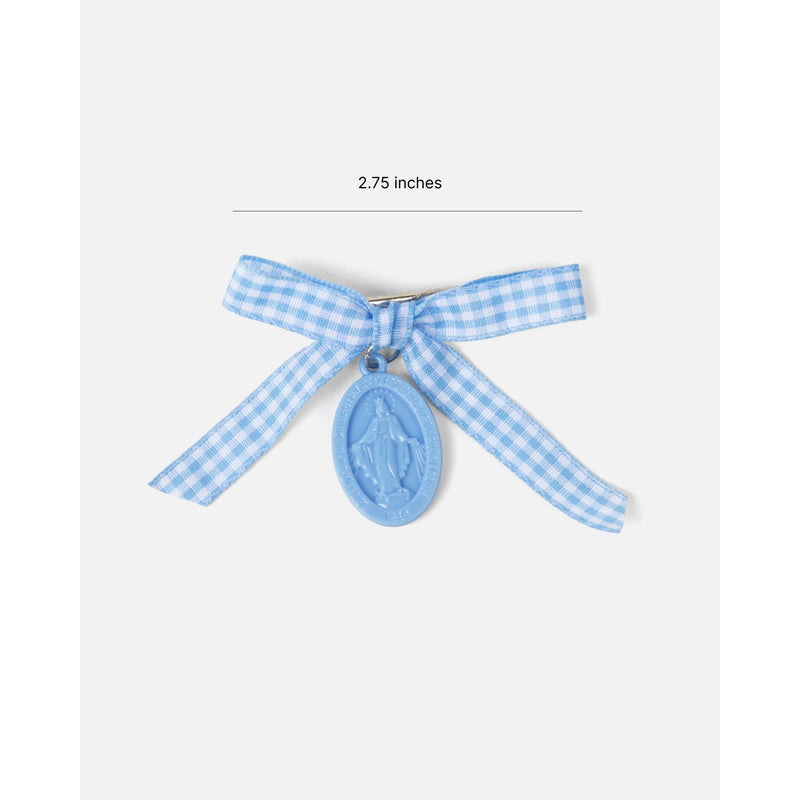 Be A Heart Miraculous Medal Blue Gingham Petite Bow Accessories