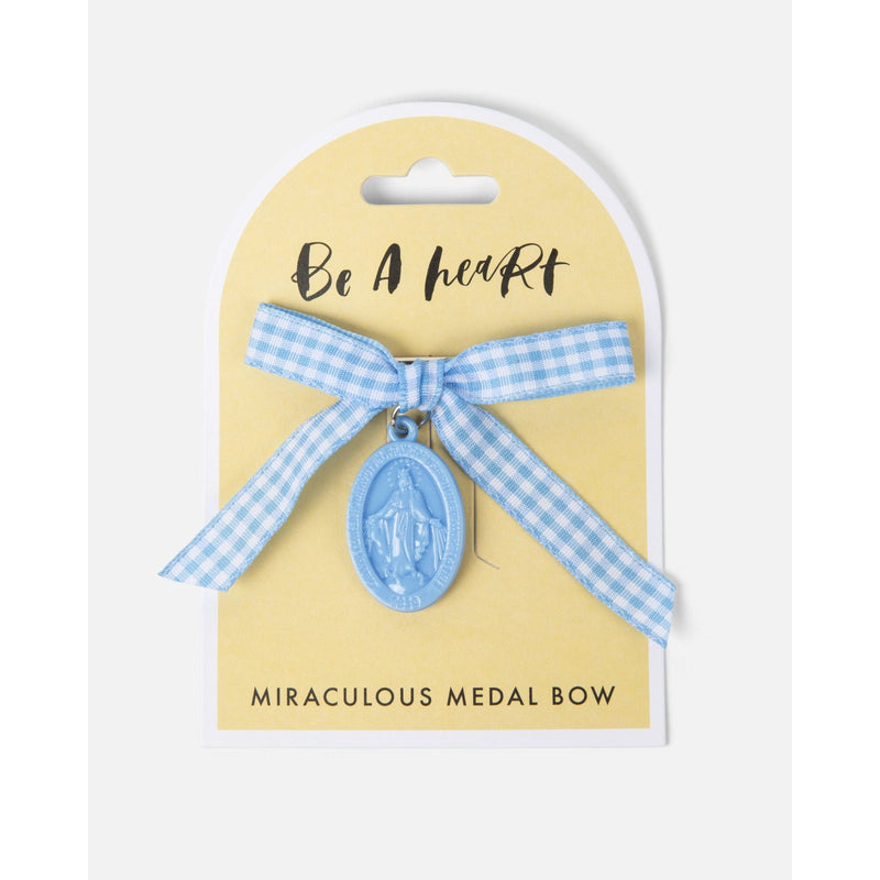 Be A Heart Miraculous Medal Blue Gingham Petite Bow Accessories