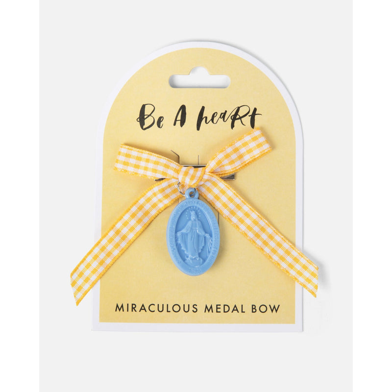 Be A Heart Miraculous Medal Yellow Gingham Petite Bow hair accesories