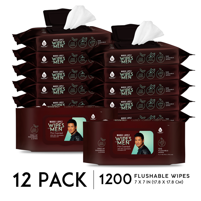 12 Pack of Flushable Mario Lopez Man Wipes (1200 Mint Scented Wipes)