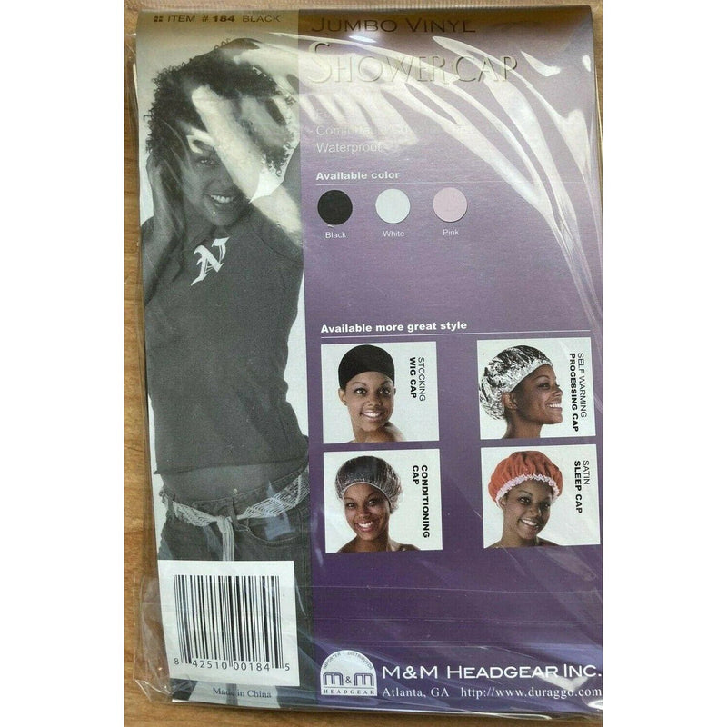 VIP Extensions M&M #184 Vinyl Shower Cap X-Large Black Hair Accessories