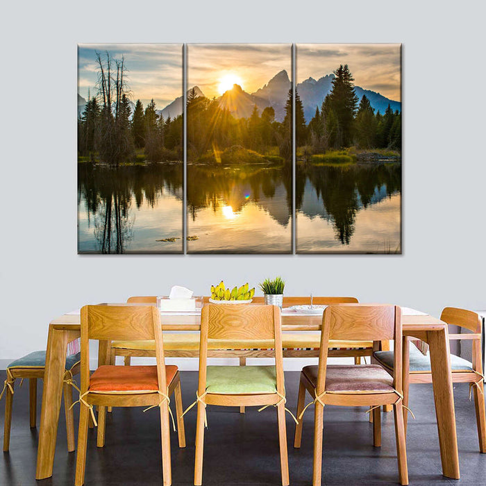 Grand Teton Dramatic Sunset Wall Art