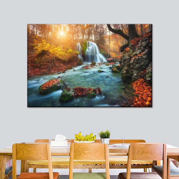 Autumnal Forest Waterfall Wall Art