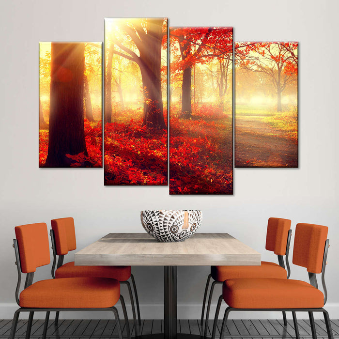 Bright Red Forest Wall Art