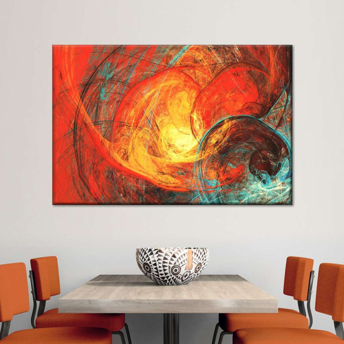 Flaming Sun Dynamic Abstract Wall Art