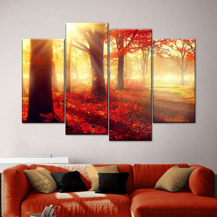 Bright Red Forest Wall Art