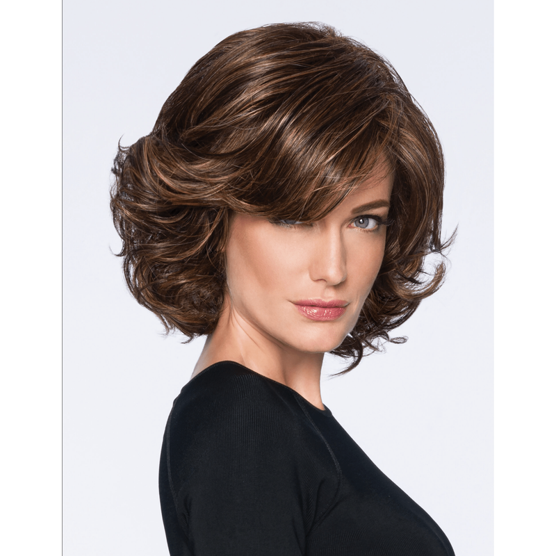 VIP Extensions Modern Flair Wig Color R2 Ebony - Hairdo Wigs Mid-Length Layered Soft Wave Bob TRU2Life Heat Friendly Synthetic Wig
