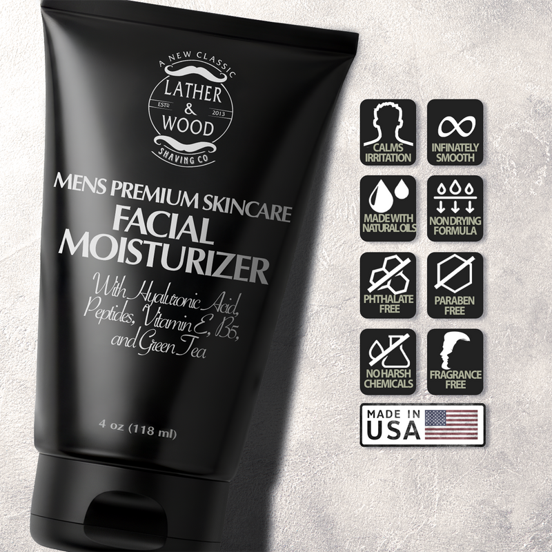 Lather & Wood Shaving Co Face Moisturizer for Men Men Grooming, Health Black