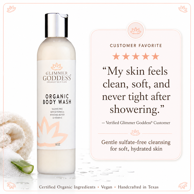 Glimmer Goddess® Organic Skin Care Organic Moisturizing Body Wash for Soft, Hydrated Skin Cleansers & Scrubs White Smoke Lavender Lemon - Best Seller,Honeysuckle,Unscented