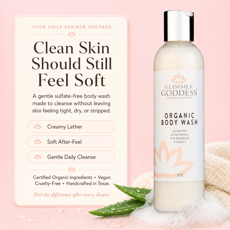 Glimmer Goddess® Organic Skin Care Organic Moisturizing Body Wash for Soft, Hydrated Skin Cleansers & Scrubs Seashell Lavender Lemon - Best Seller,Honeysuckle,Unscented