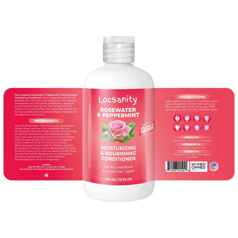 Locsanity Rosewater and Peppermint Moisturizing and Nourishing Conditioner Shampoo & Conditioning