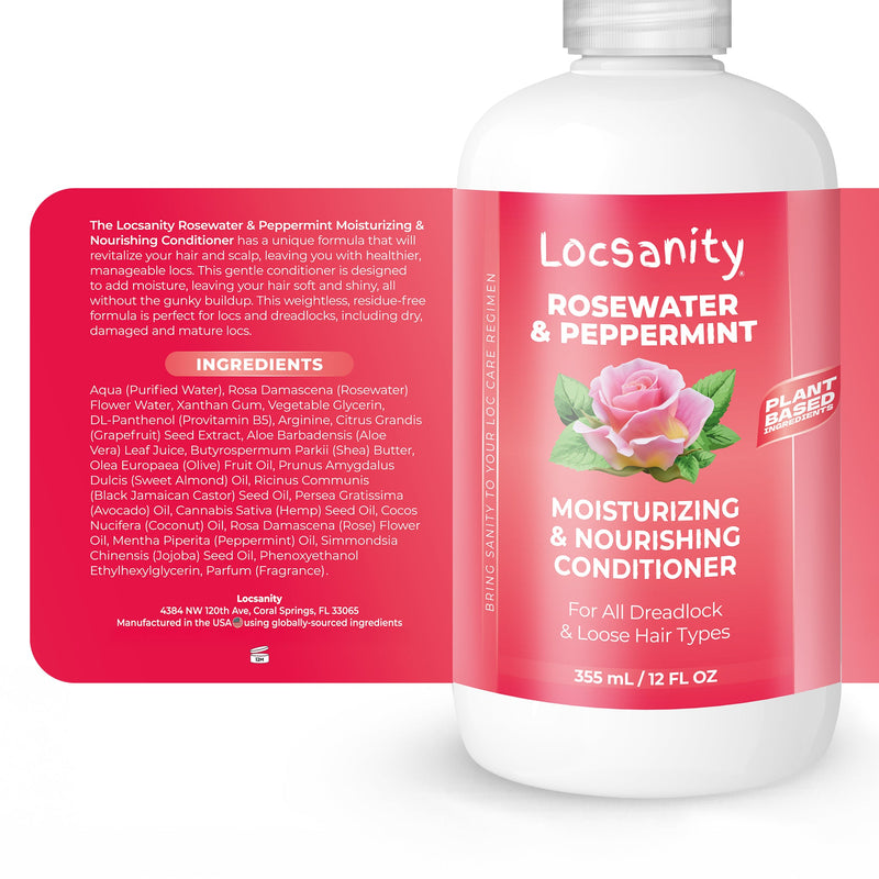 Locsanity Rosewater and Peppermint Moisturizing and Nourishing Conditioner Shampoo & Conditioning