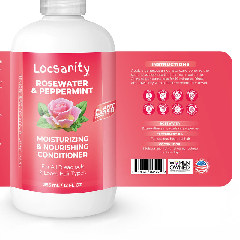 Locsanity Rosewater and Peppermint Moisturizing and Nourishing Conditioner Shampoo & Conditioning