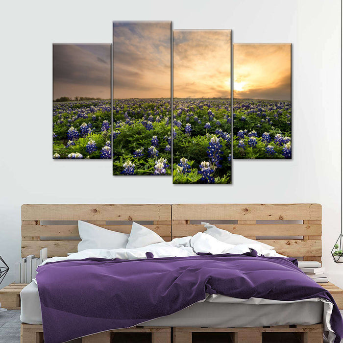 Bluebonnets At Sunset Wall Art