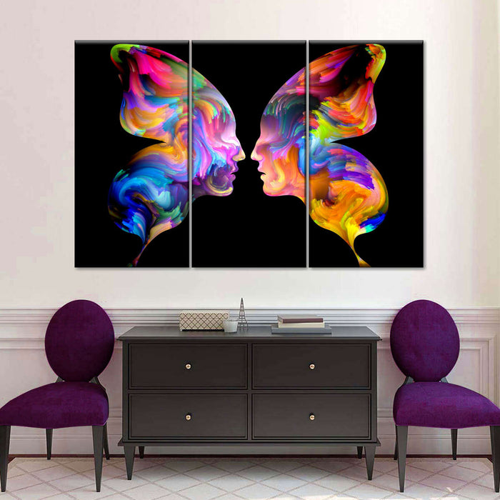 Abstract Butterfly Faces Wall Art