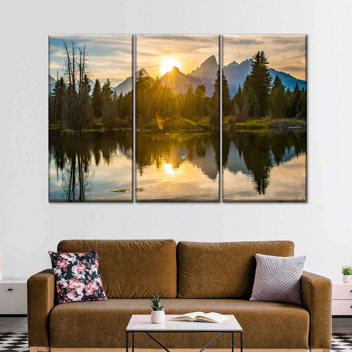 Grand Teton Dramatic Sunset Wall Art