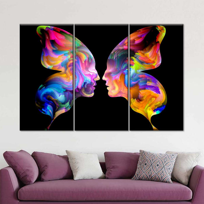 Abstract Butterfly Faces Wall Art