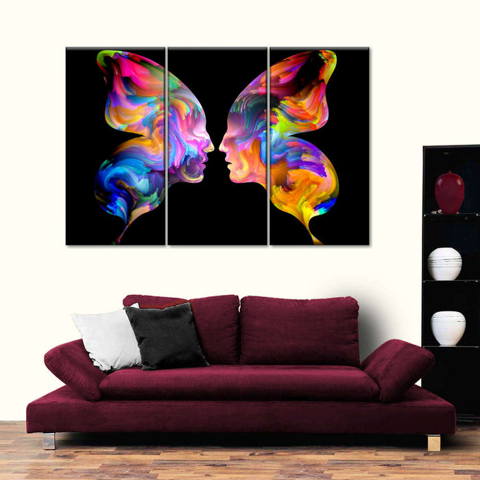 Abstract Butterfly Faces Wall Art